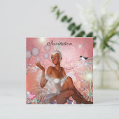 Uitnodiging Feest Showgirl Roze (Staand voorkant)