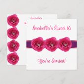 Uitnodiging Feest Witte Roze Bloem Sweet 16 (Voorkant / Achterkant)