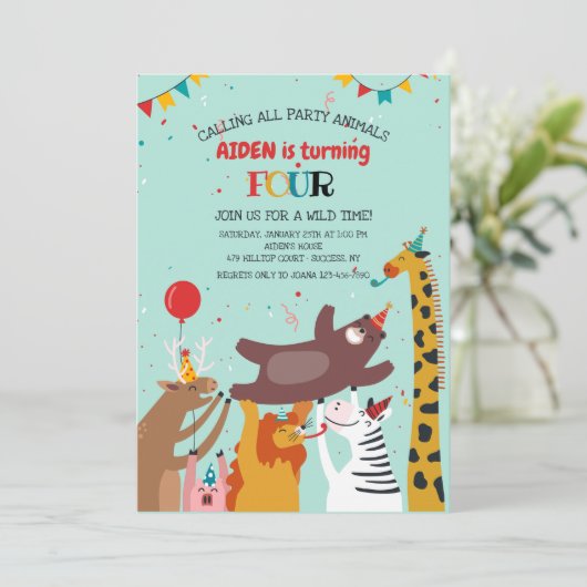 Uitnodiging Feestbeesten (Staand voorkant)