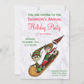 Uitnodiging feestdag - Crazy Elf Sled Ride (Voorkant)