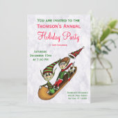 Uitnodiging feestdag - Crazy Elf Sled Ride (Staand voorkant)