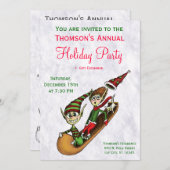 Uitnodiging feestdag - Crazy Elf Sled Ride (Voorkant / Achterkant)