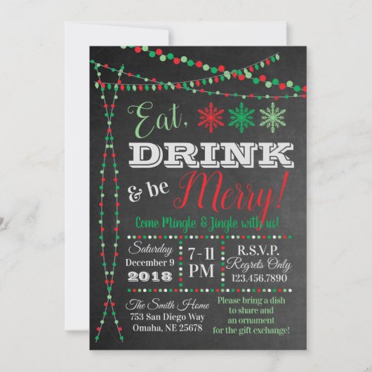 Uitnodiging feestdag - Eat, Drink is Merry (Voorkant)