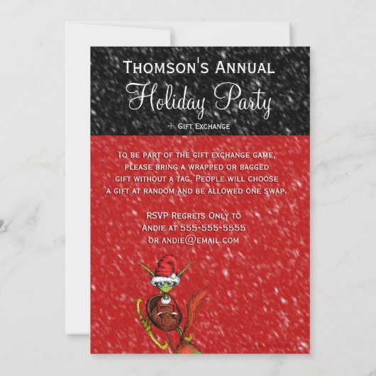 Uitnodiging feestdag - Elf Riding Sleigh (Achterkant)