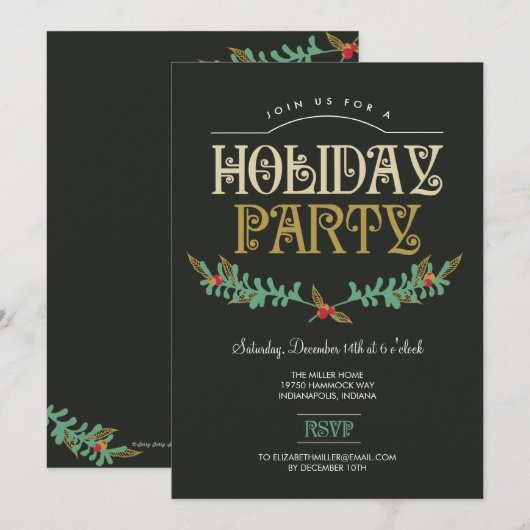 Uitnodiging feestdag feestdag feestdagen (Voorkant / Achterkant)