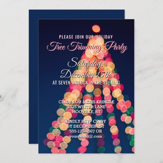 Uitnodiging feestdag kerstboomversiering (Voorkant / Achterkant)