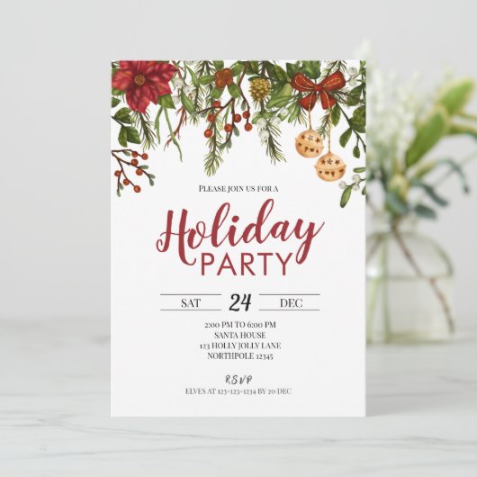 Uitnodiging feestdag, kerstuitnodiging (Staand voorkant)