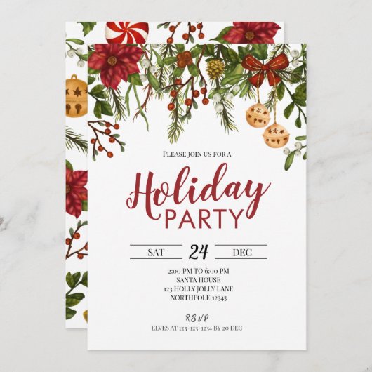 Uitnodiging feestdag, kerstuitnodiging (Voorkant / Achterkant)