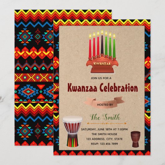 Uitnodiging feestdag Kwanzaa (Voorkant / Achterkant)