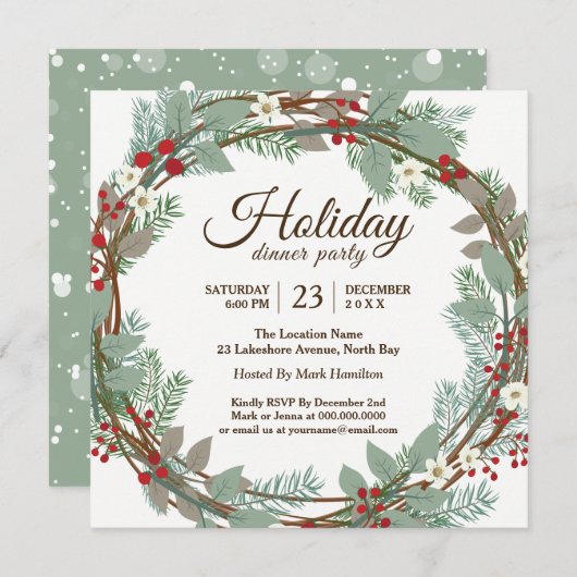 Uitnodiging feestdag met kerstmis (Voorkant / Achterkant)