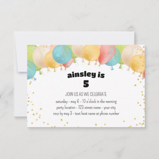 Uitnodiging Feestelijke Ballonfeest (Voorkant)