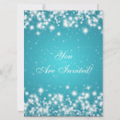 Uitnodiging Feestje Blauwe Elegante Glitter Aangep (Achterkant)