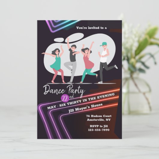 Uitnodiging Feestje Dansen (Staand voorkant)