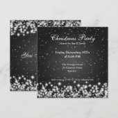 Uitnodiging Feestje Elegante Glans Aangepast Zwart (Voorkant / Achterkant)