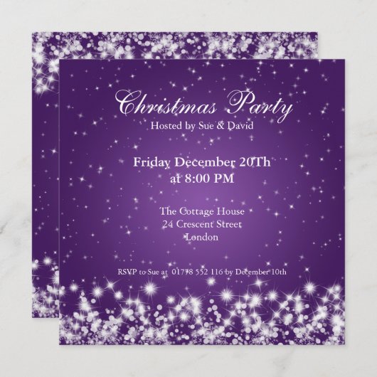 Uitnodiging Feestje Elegante Glans Aangepaste Paar (Voorkant / Achterkant)