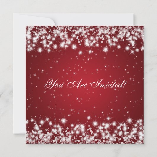 Uitnodiging Feestje Elegante Glans Aangepaste Rood (Achterkant)