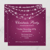 Uitnodiging Feestje Elegante Glanzende Ketting Bes (Voorkant / Achterkant)