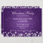 Uitnodiging feestje Elegante Winter Glans Paars (Voorkant / Achterkant)
