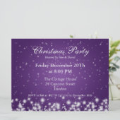 Uitnodiging feestje Elegante Winter Glans Paars (Staand voorkant)