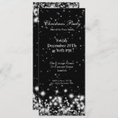 Uitnodiging feestje Elegante Winter Glans Zwart (Voorkant / Achterkant)