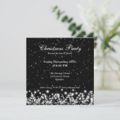 Uitnodiging feestje Elegante Winter Sneeuw Black (Staand voorkant)