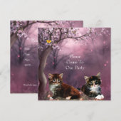 Uitnodiging Feestje Kittens Katten Betoverd (Voorkant / Achterkant)