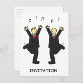 Uitnodiging Feestje Twee Bruidegoms Dansen (Voorkant / Achterkant)