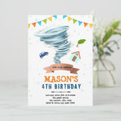 Uitnodiging feestje voor tornado boy (Staand voorkant)