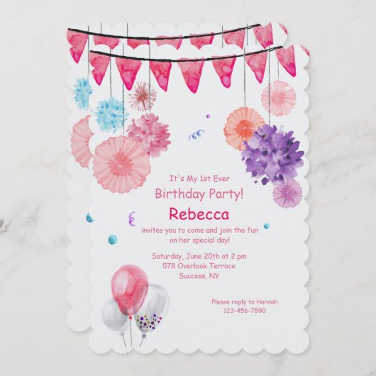 Uitnodiging feestscène (Voorkant / Achterkant)