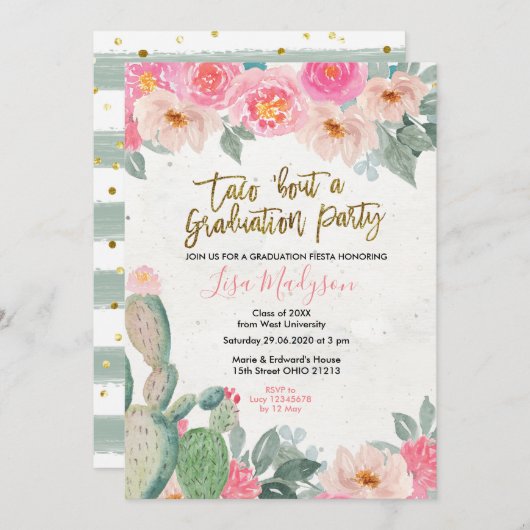 Uitnodiging Fiesta Graduation Party (Voorkant / Achterkant)