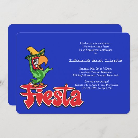 Uitnodiging Fiesta Papegaai (Voorkant / Achterkant)