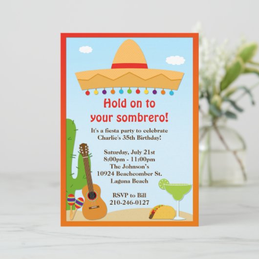 Uitnodiging Fiesta-partij (Staand voorkant)
