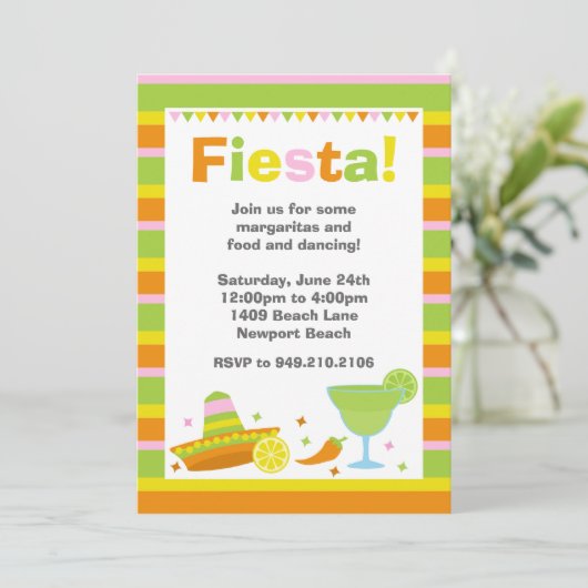 Uitnodiging Fiesta-partij (Staand voorkant)