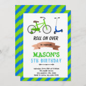 Uitnodiging fiets en scooter wiel plezierfeest (Voorkant / Achterkant)