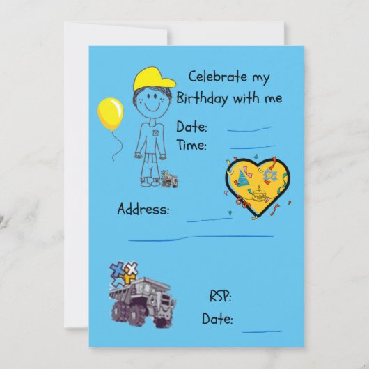 Uitnodiging-FIFO SON + Dump Truck Kaart (Voorkant)