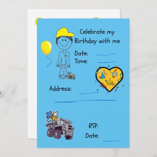 Uitnodiging-FIFO SON + Dump Truck Kaart (Voorkant / Achterkant)