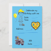 Uitnodiging-FIFO Zoon + stortwagen Kaart (Voorkant)