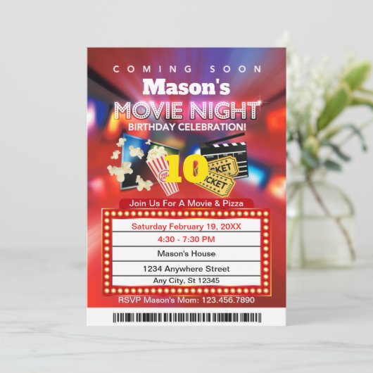 Uitnodiging filmliefdadigheidsfeest (Staand voorkant)