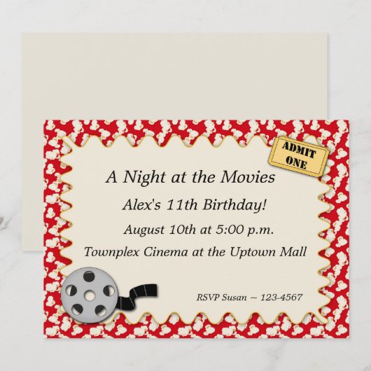 Uitnodiging filmpartij (Voorkant / Achterkant)