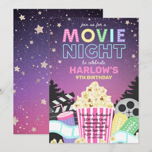 Uitnodiging filmpartij | Filmnacht (Voorkant / Achterkant)