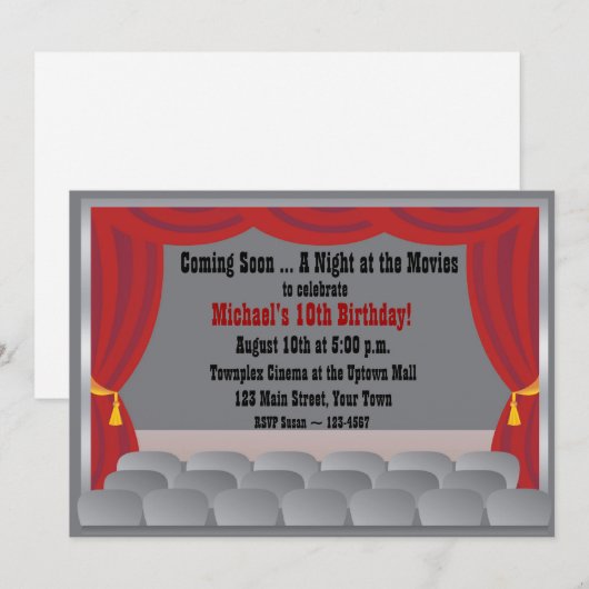 Uitnodiging filmtheater (Voorkant / Achterkant)