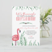 Uitnodiging Flamingo BIRTHDAY-partij (Staand voorkant)