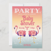 Uitnodiging Flamingo Sunset, Baby shower (Voorkant)