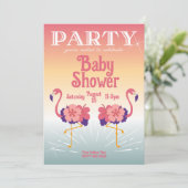 Uitnodiging Flamingo Sunset, Baby shower (Staand voorkant)