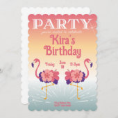 Uitnodiging Flamingo Zonsondergang, Aangepaste Uit (Voorkant / Achterkant)