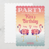 Uitnodiging Flamingo Zonsondergang, Mooie Uitnodig (Voorkant / Achterkant)