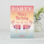 Uitnodiging Flamingo Zonsondergang, Mooie Uitnodig (Staand voorkant)