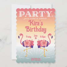 Uitnodiging Flamingo Zonsondergang, Op maat gemaak