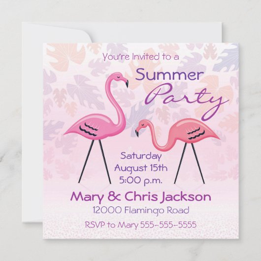 Uitnodiging Flamingos Party (Voorkant)