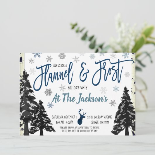Uitnodiging Flannel en Vorst Feest (Staand voorkant)